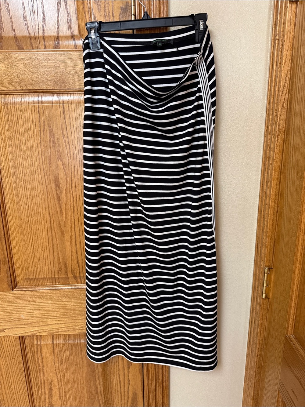 Tricotto Black and White Striped Maxi Skirt